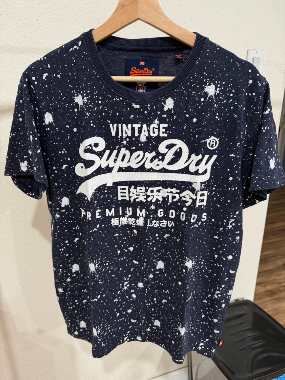 SUPER DRY men’s short sleeve T-shirt navy blue size L